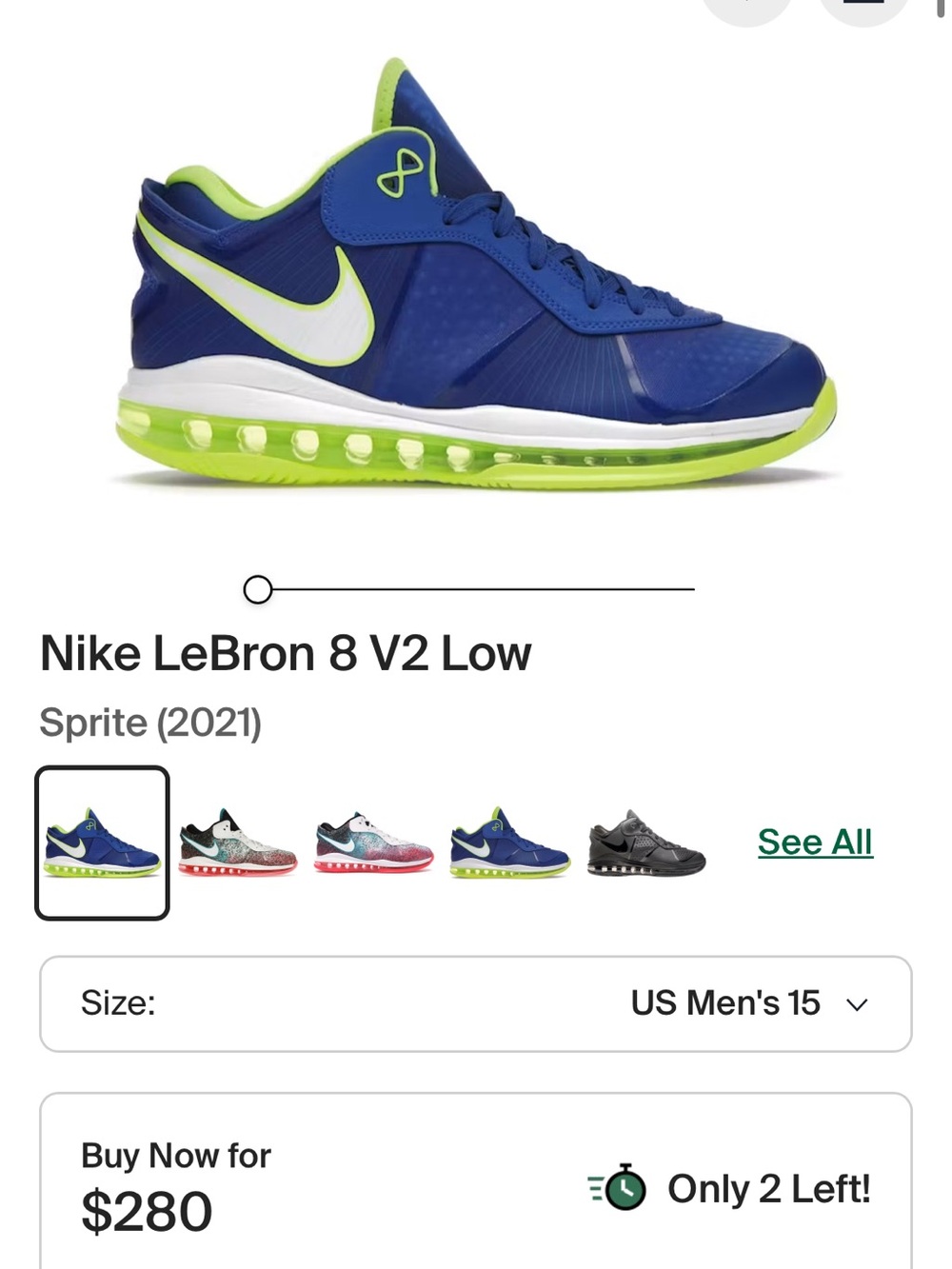 Nike Men's LeBron 8 V2 sprite low